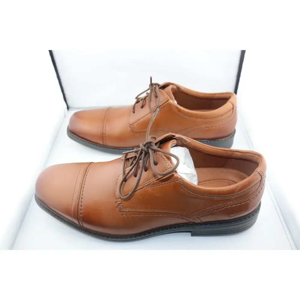 Clark's Dresslite Cap Oxford Dress Shoes Lightweight Tan Leather Men's Size 8.5W